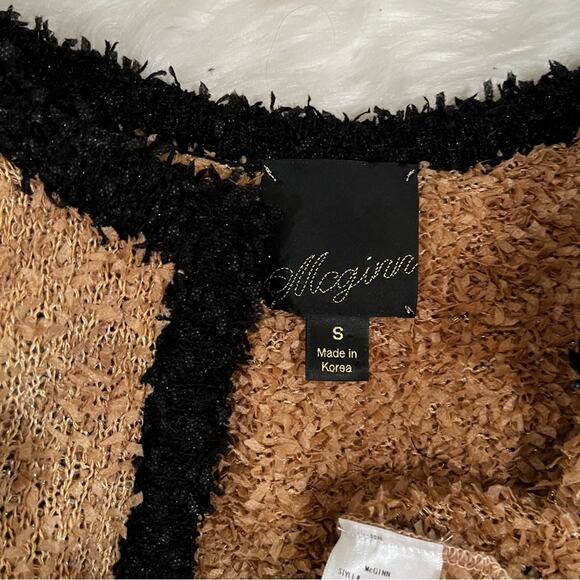 NEW McGinn Anthro Metallic Shimmer Knit Cropped Timeless Contrast Jacket S NWOT - Picture 9 of 16